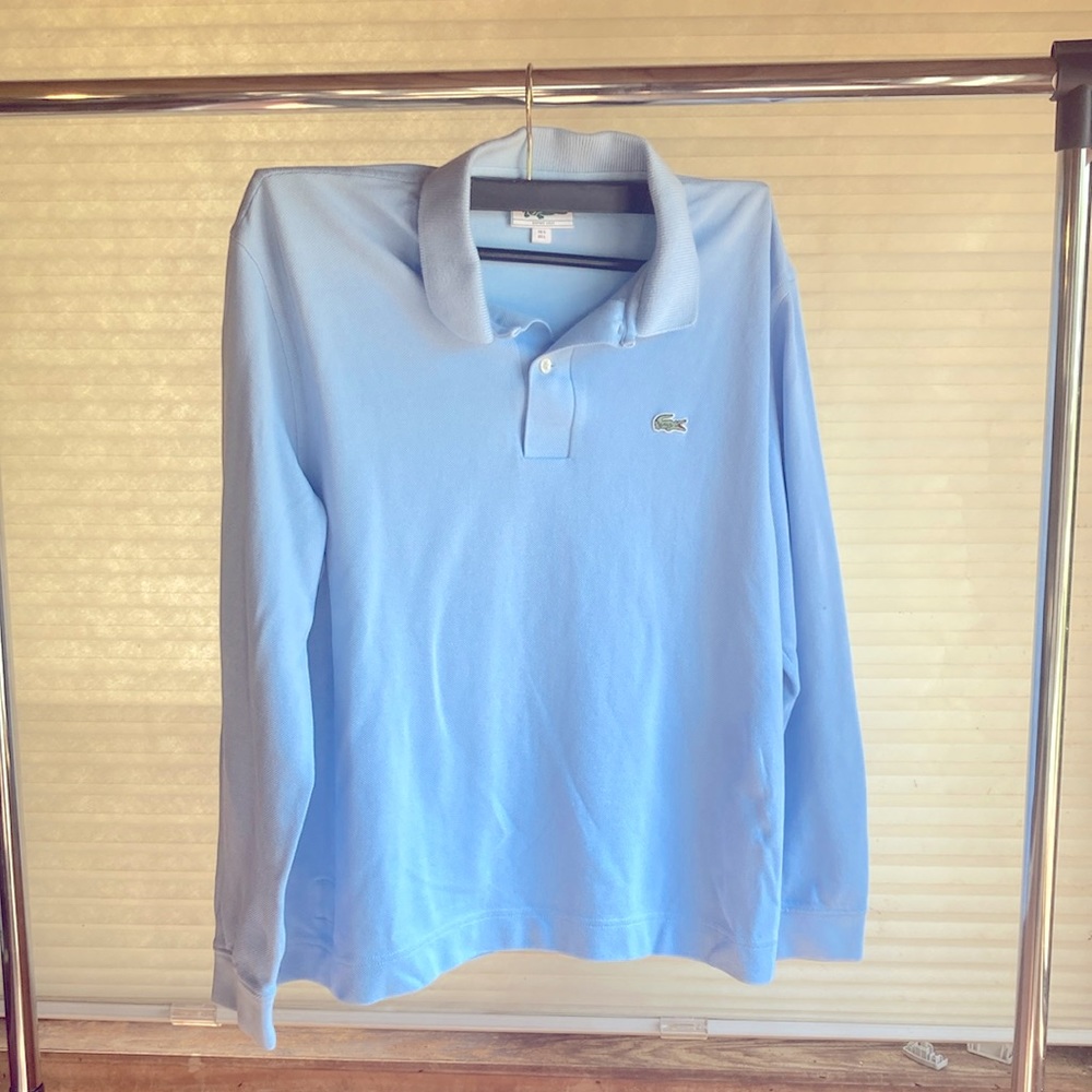 Sky blue Lacoste long sleeve polo shirt